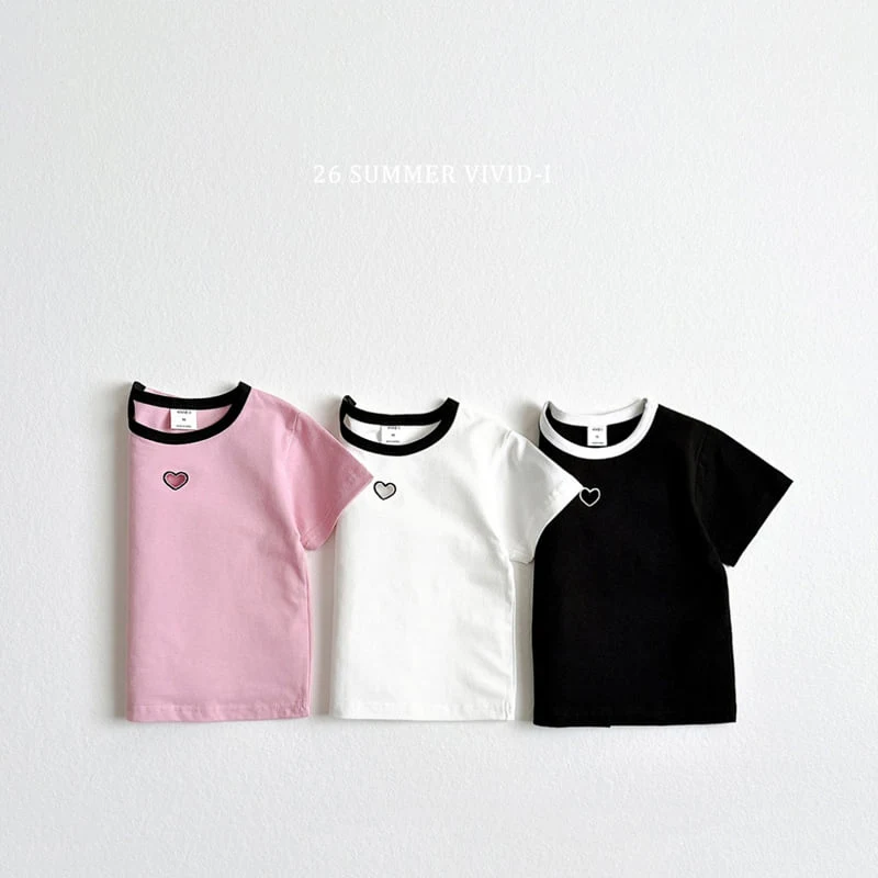 Vivid I - Korean Children Fashion - #kidsstore - Heart Punching Short Sleeve Tee