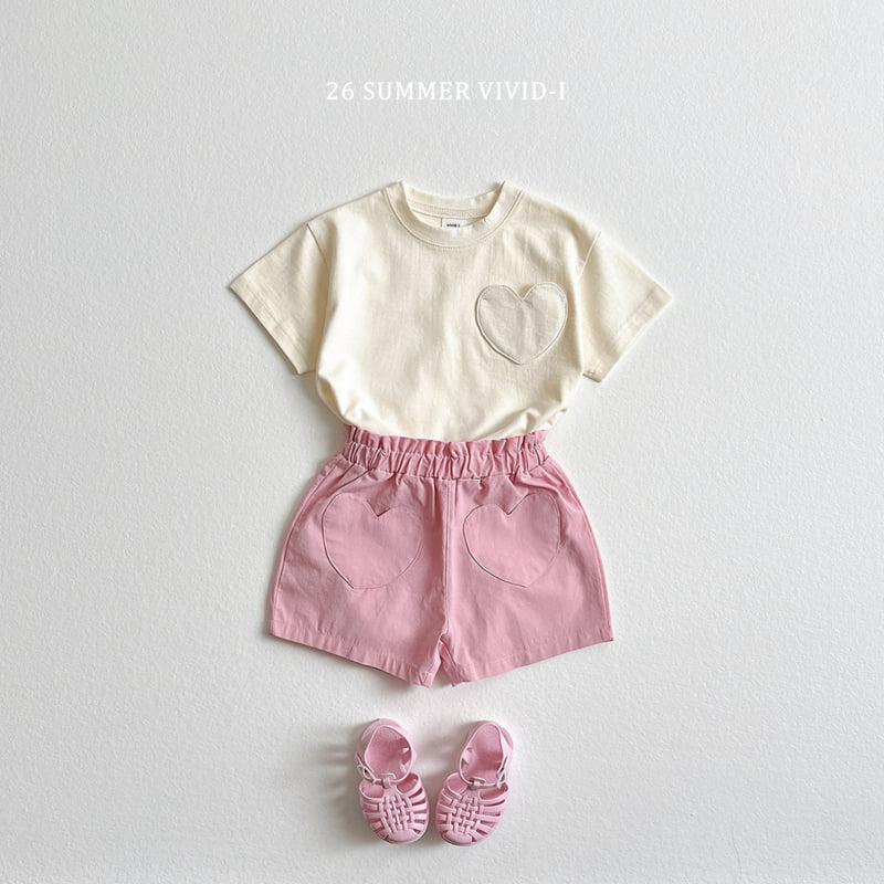 Vivid I - Korean Children Fashion - #kidsstore - Heart Pocket Short Sleeve Tee - 6