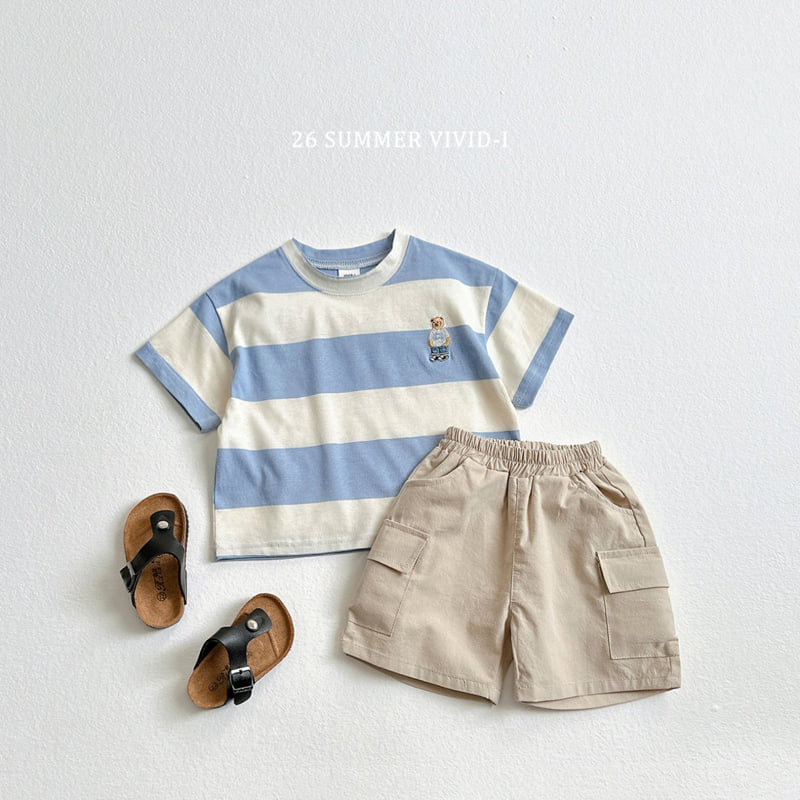Vivid I - Korean Children Fashion - #kidsstore - Big Stripe Bear Embroidery Tee - 9