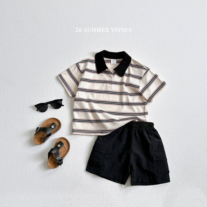 Vivid I - Korean Children Fashion - #kidsstore - Multi Collar Striped Short Sleeve - 8