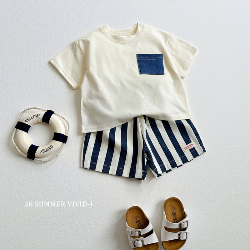 Vivid I - Korean Children Fashion - #kidzfashiontrend - Pocket Denim Short Sleeve Tee - 12