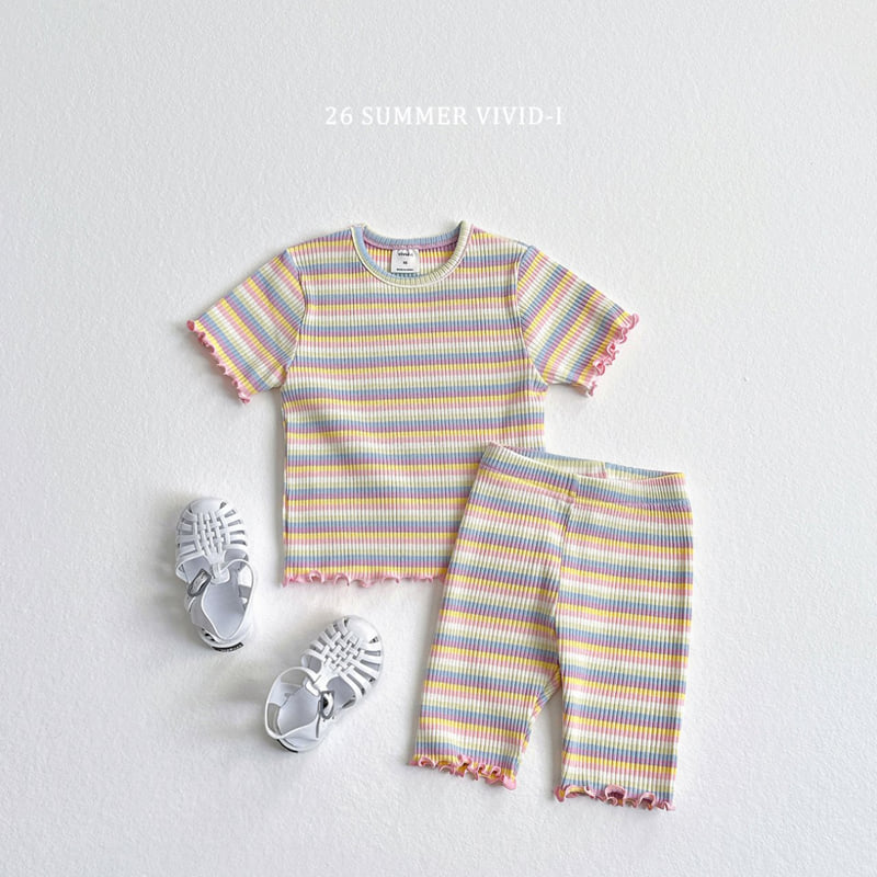 Vivid I - Korean Children Fashion - #kidzfashiontrend - Rainbow Ribbed Leggings - 10