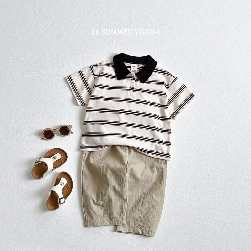 Vivid I - Korean Children Fashion - #kidzfashiontrend - Multi Collar Striped Short Sleeve - 9