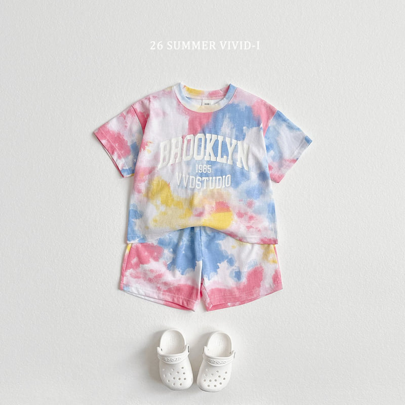 Vivid I - Korean Children Fashion - #kidsstore - Tie-Dye Print Set - 4