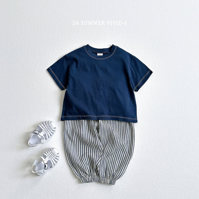 Vivid I - Korean Children Fashion - #littlefashionista - Stitch Panel Short Sleeve Tee - 10