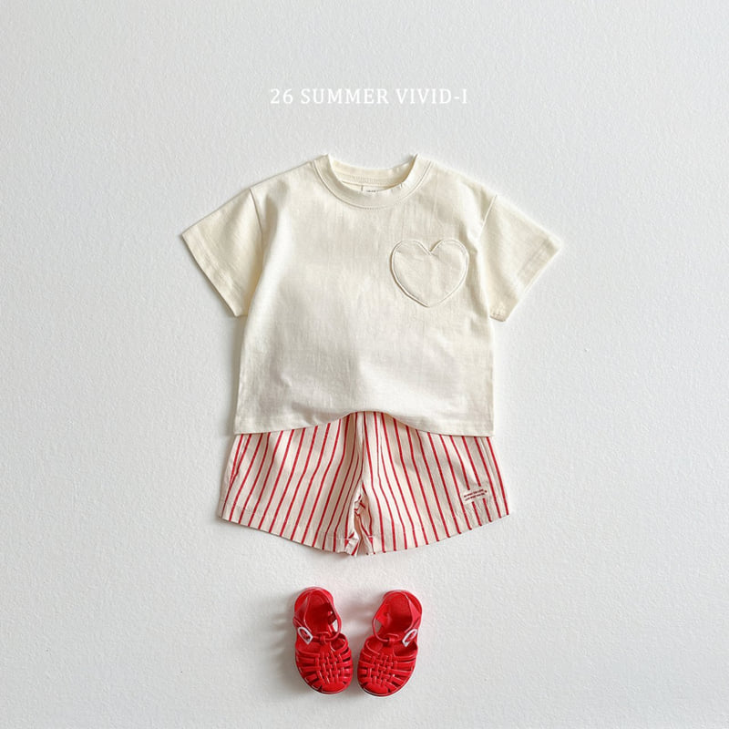 Vivid I - Korean Children Fashion - #littlefashionista - Heart Pocket Short Sleeve Tee - 9