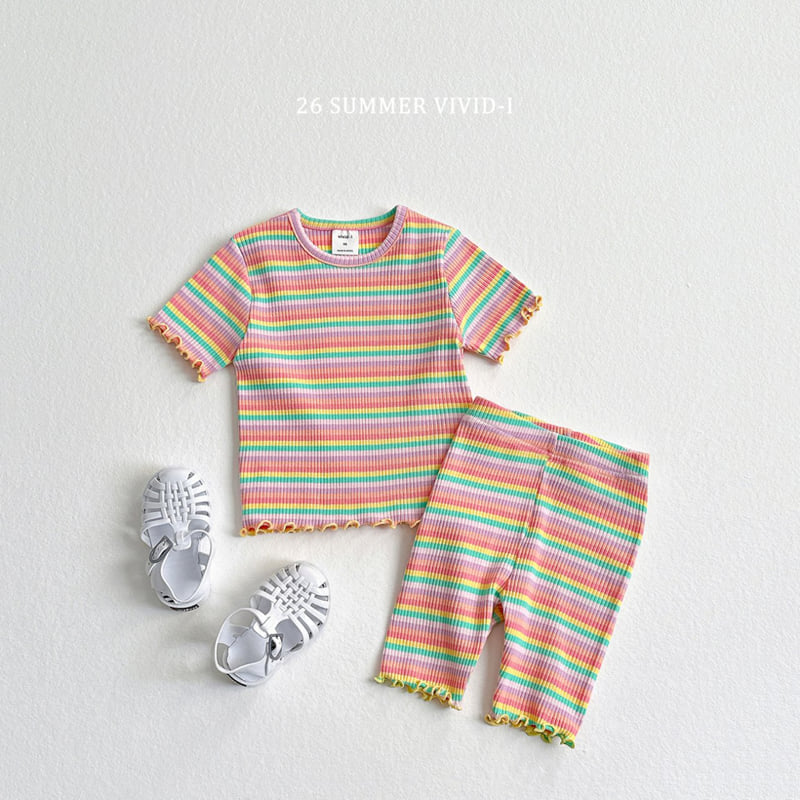 Vivid I - Korean Children Fashion - #littlefashionista - Rainbow Ribbed Leggings - 12