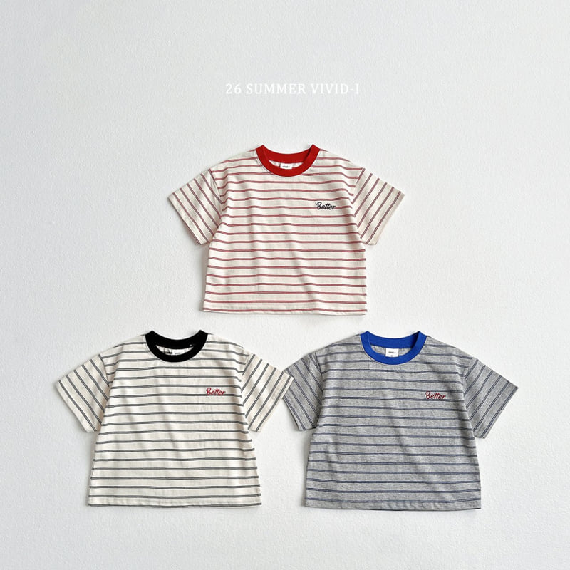 Vivid I - Korean Children Fashion - #littlefashionista - Better Embroidery Striped Tee