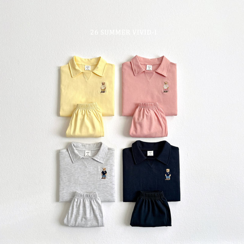 Vivid I - Korean Children Fashion - #magicofchildhood - Collar Bear Embroidery Set - 3