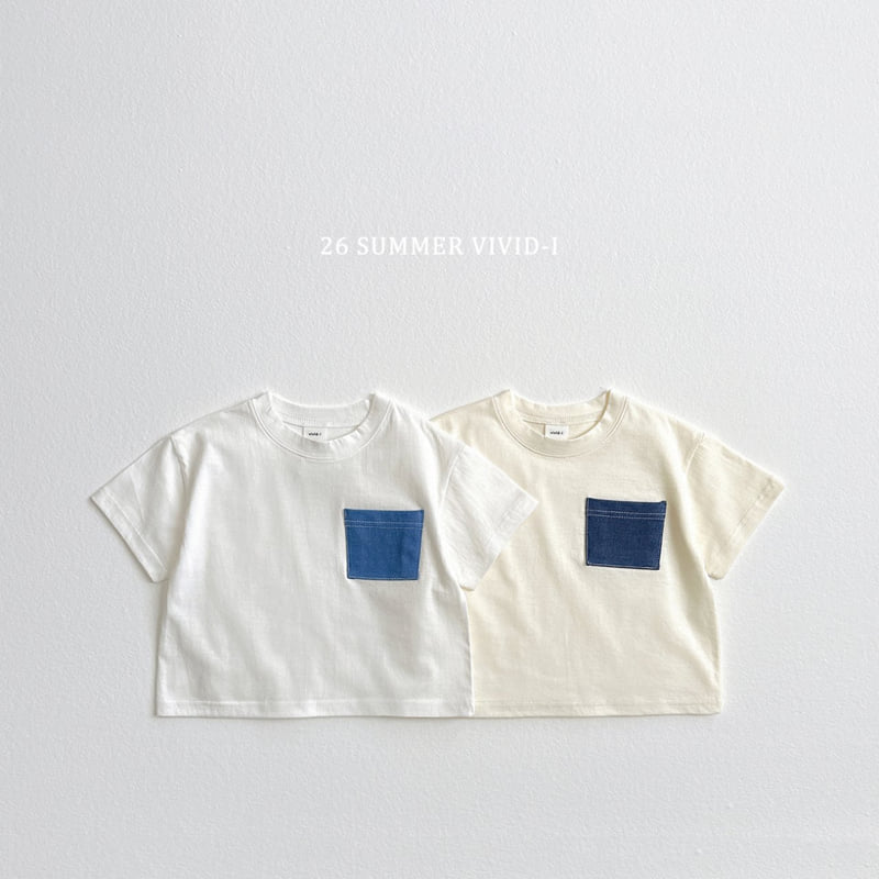 Vivid I - Korean Children Fashion - #magicofchildhood - Pocket Denim Short Sleeve Tee