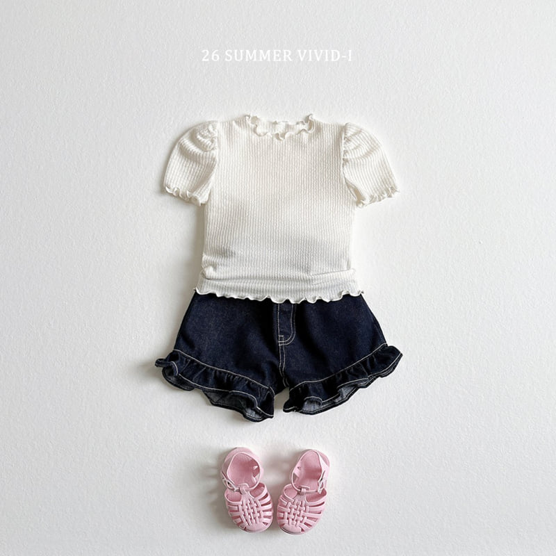 Vivid I - Korean Children Fashion - #magicofchildhood - Frill Non-Fade Denim Shorts - 12