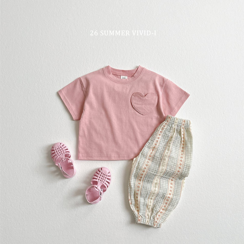 Vivid I - Korean Children Fashion - #magicofchildhood - Heart Pocket Short Sleeve Tee - 10