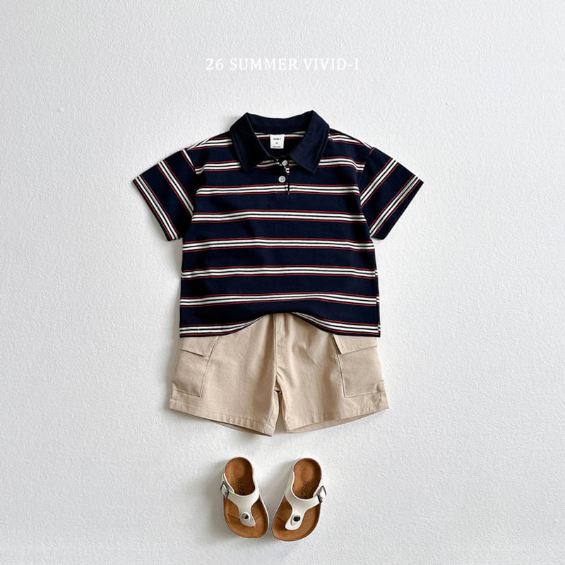 Vivid I - Korean Children Fashion - #magicofchildhood - Multi Collar Striped Short Sleeve - 12
