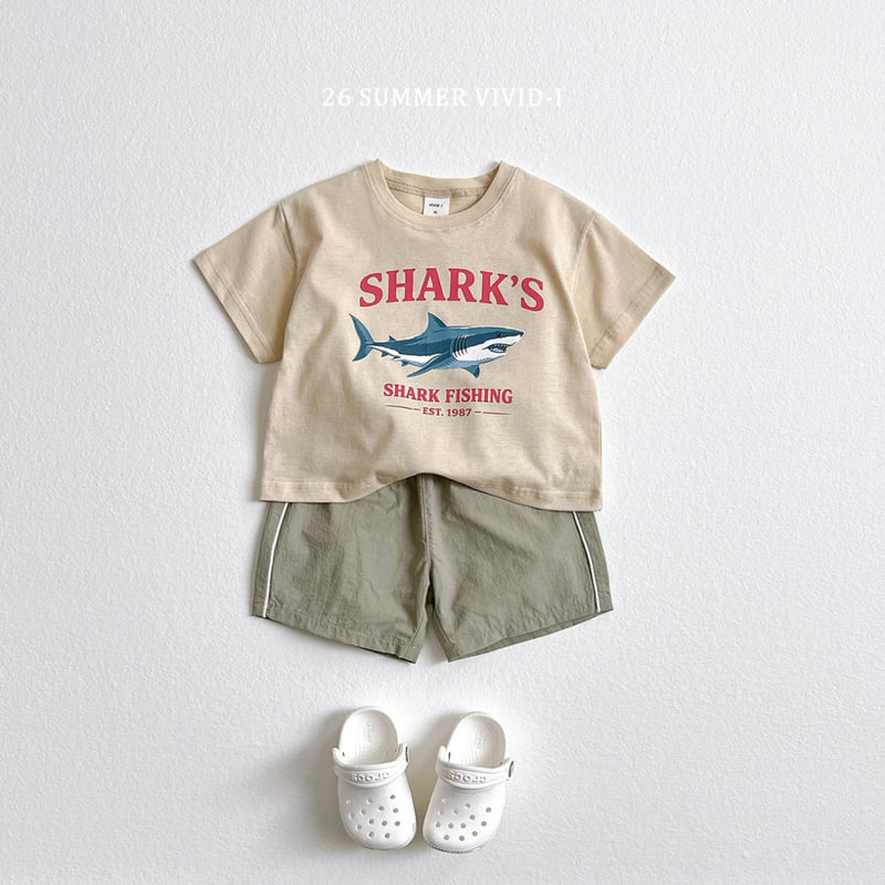 Vivid I - Korean Children Fashion - #magicofchildhood - Shark Silket Short Sleeve Tee - 8