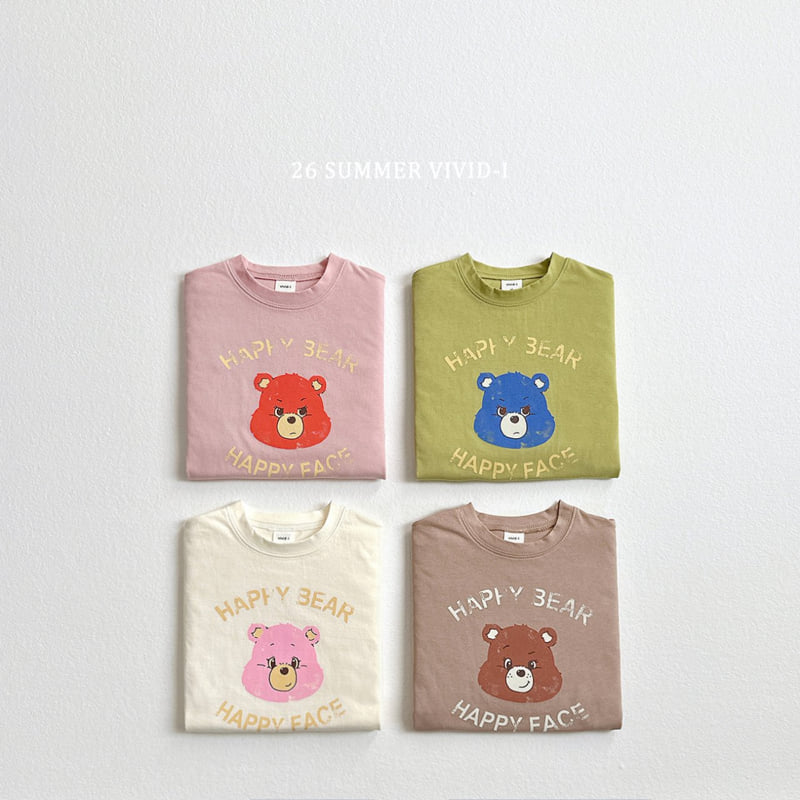 Vivid I - Korean Children Fashion - #minifashionista - Happy Bear Short Sleeve Tee