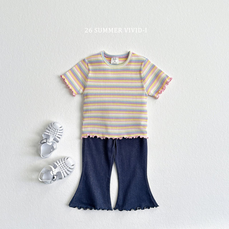 Vivid I - Korean Children Fashion - #minifashionista - Summer Indigo Flared Cropped Pants - 11
