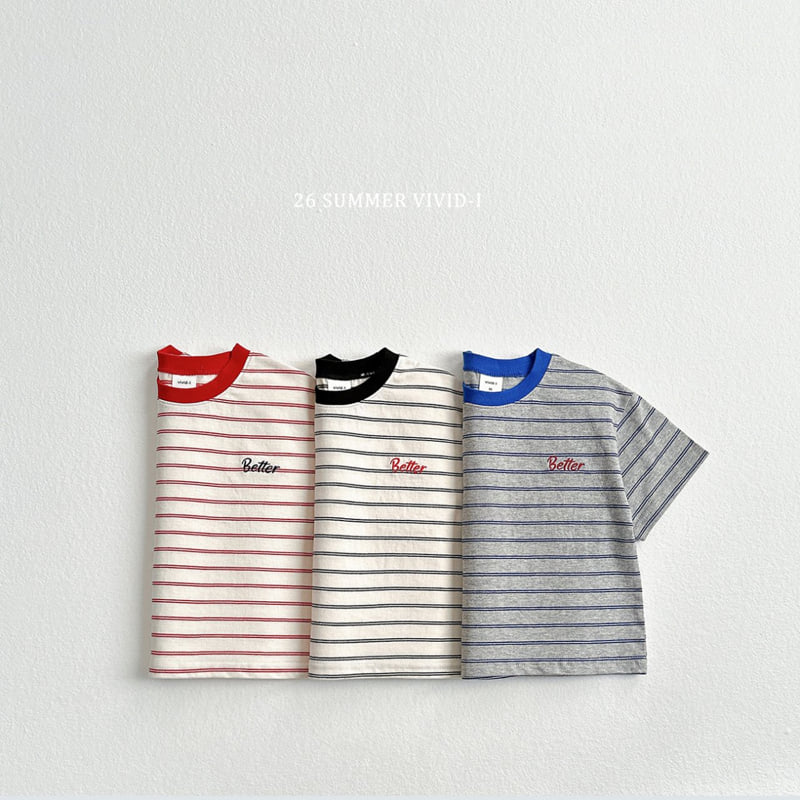 Vivid I - Korean Children Fashion - #minifashionista - Better Embroidery Striped Tee - 3