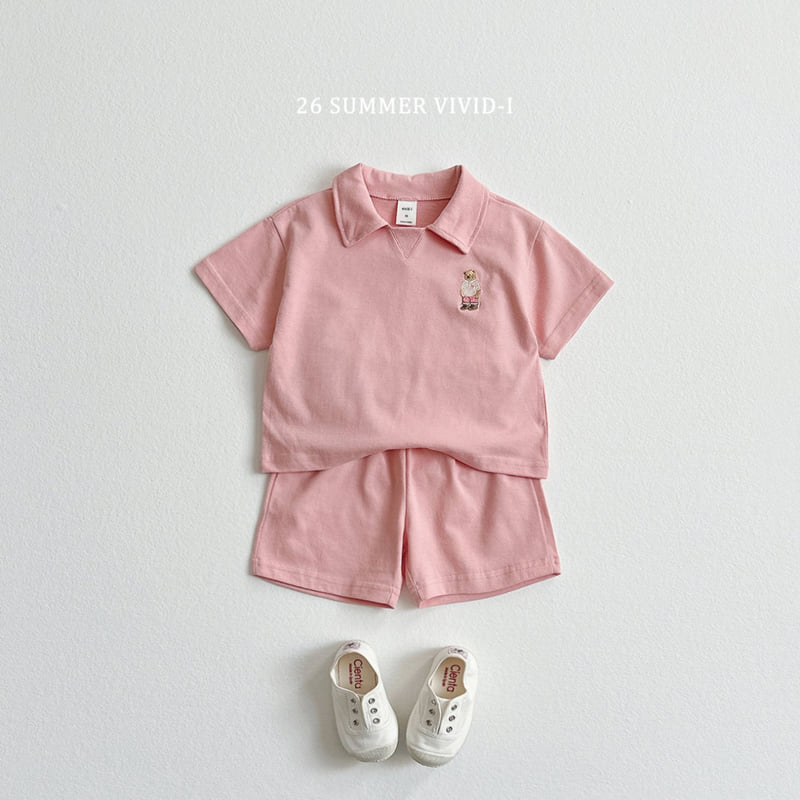 Vivid I - Korean Children Fashion - #prettylittlegirls - Collar Bear Embroidery Set - 5