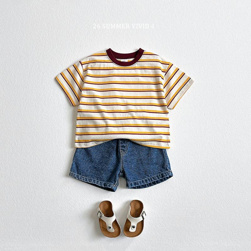 Vivid I - Korean Children Fashion - #prettylittlegirls - Heart Smile Striped Tee - 9