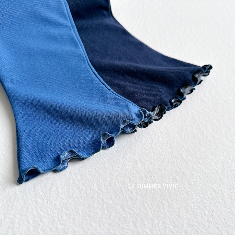 Vivid I - Korean Children Fashion - #prettylittlegirls - Summer Indigo Flared Cropped Pants - 12