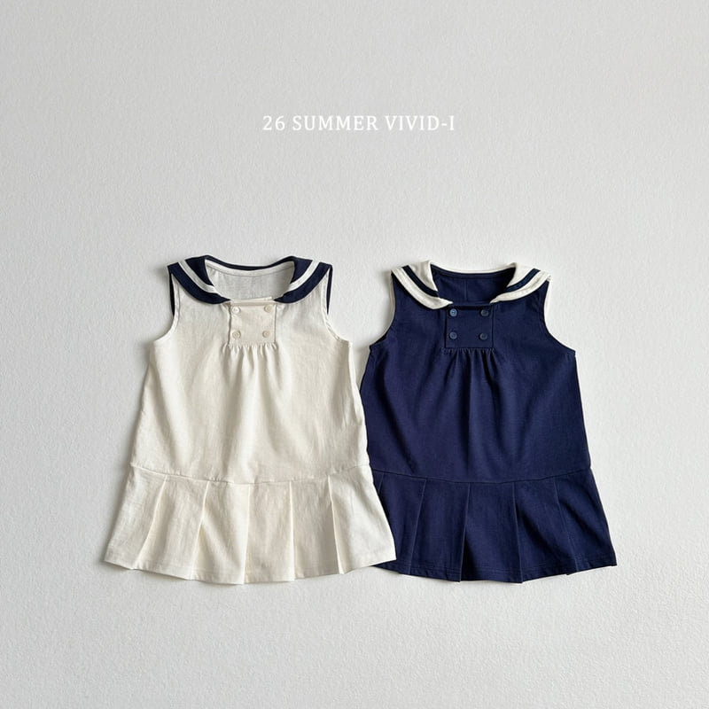Vivid I - Korean Children Fashion - #prettylittlegirls - Sailor Sleeveless One-piece