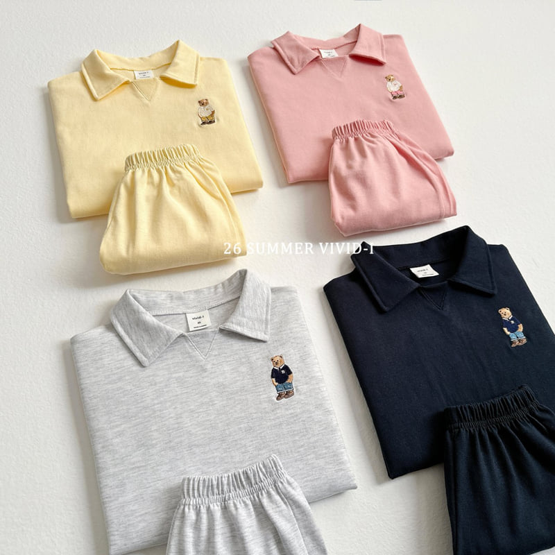 Vivid I - Korean Children Fashion - #stylishchildhood - Collar Bear Embroidery Set - 8
