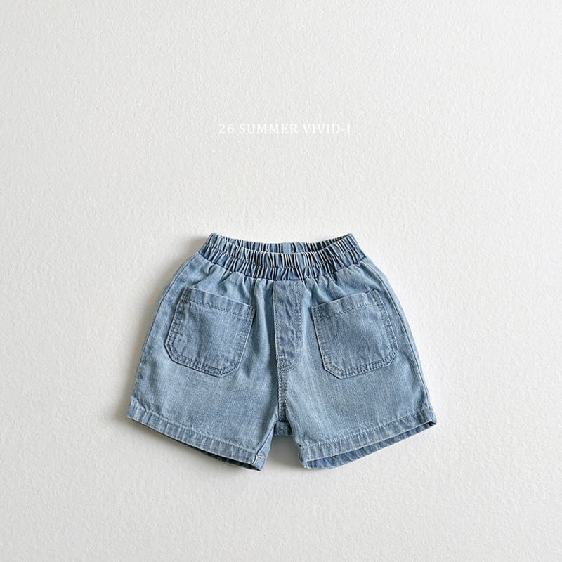 Vivid I - Korean Children Fashion - #toddlerclothing - Slub Pocket Denim Shorts - 4