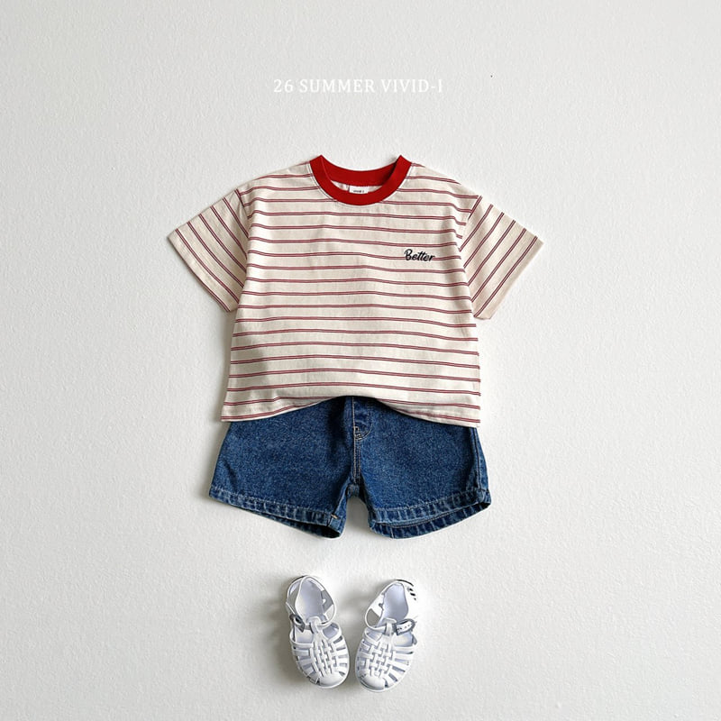 Vivid I - Korean Children Fashion - #stylishchildhood - Better Embroidery Striped Tee - 7