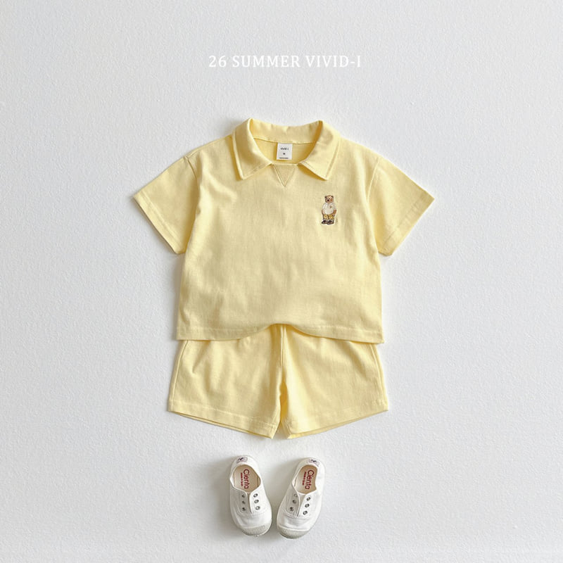 Vivid I - Korean Children Fashion - #todddlerfashion - Collar Bear Embroidery Set - 6