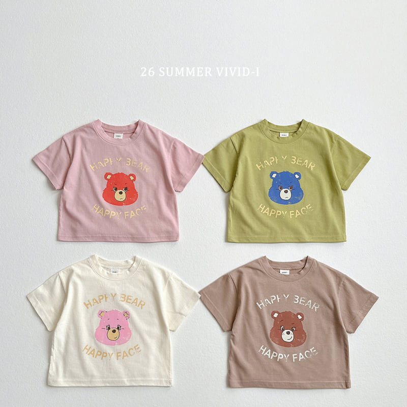 Vivid I - Korean Children Fashion - #todddlerfashion - Happy Bear Short Sleeve Tee - 3