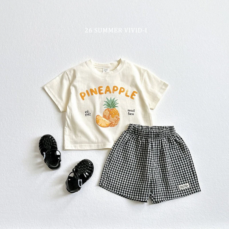 Vivid I - Korean Children Fashion - #todddlerfashion - Check Fruit Set - 12