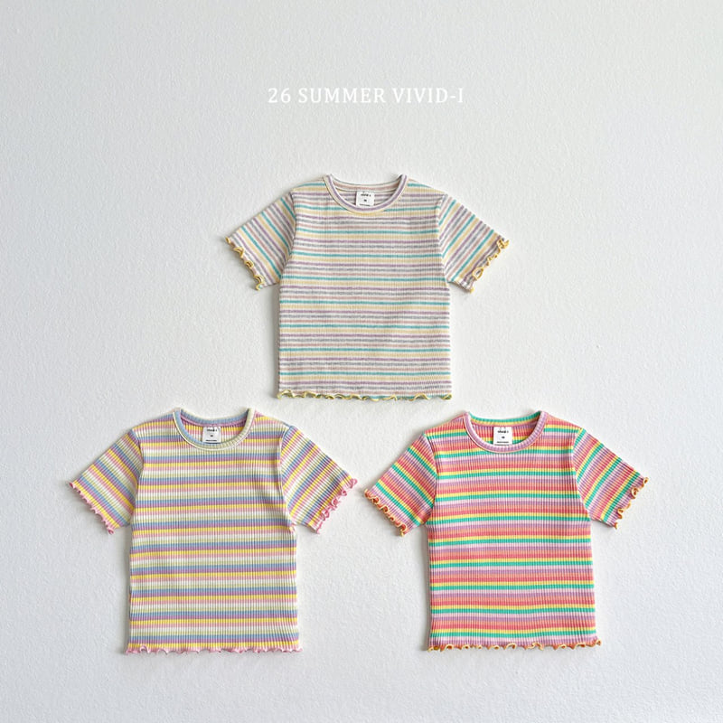 Vivid I - Korean Children Fashion - #todddlerfashion - Rainbow Ribbed Frill Tee