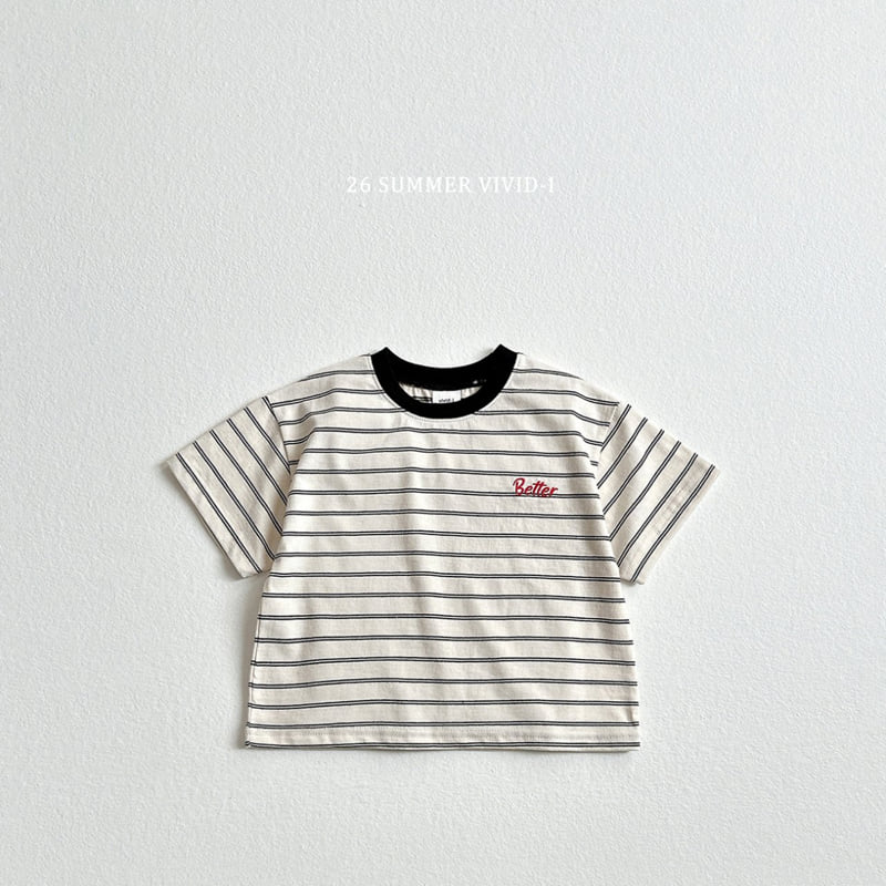 Vivid I - Korean Children Fashion - #todddlerfashion - Better Embroidery Striped Tee - 5