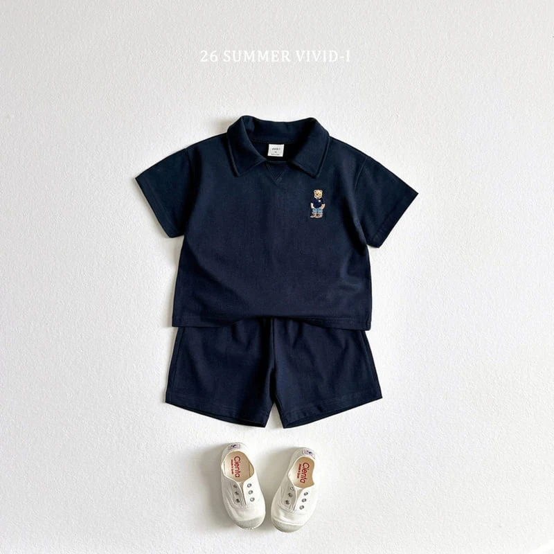 Vivid I - Korean Children Fashion - #toddlerclothing - Collar Bear Embroidery Set - 7