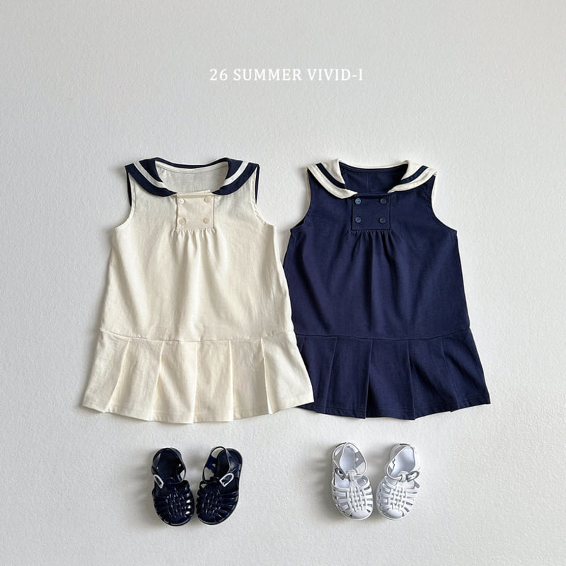 Vivid I - Korean Children Fashion - #toddlerclothing - Sailor Sleeveless One-piece - 3