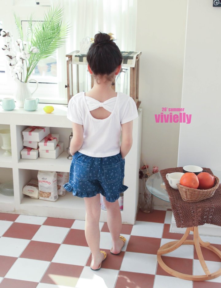 Vivielly - Korean Children Fashion - #Kfashion4kids - Anna Frill Shorts (Denim) - 3