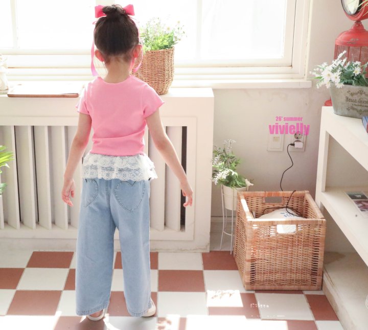 Vivielly - Korean Children Fashion - #childofig - Dana Heart Pants (Denim) - 10