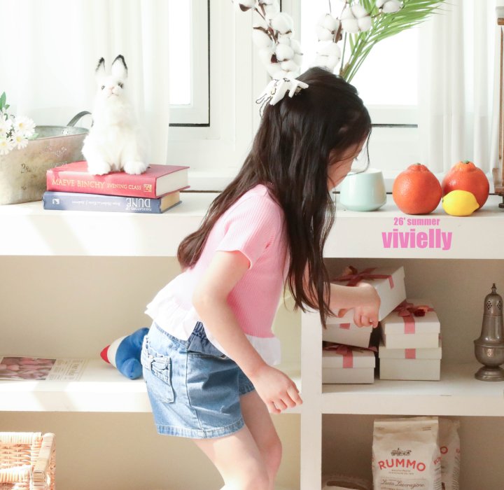 Vivielly - Korean Children Fashion - #childrensboutique - Lara Ribbon Shorts (Denim) - 10
