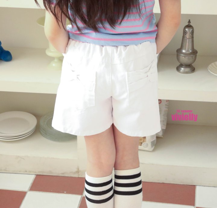 Vivielly - Korean Children Fashion - #designkidswear - Lara Ribbon Shorts (White)