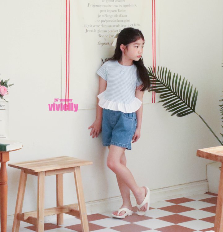 Vivielly - Korean Children Fashion - #kidsshorts - Jenny Frill Tee - 8