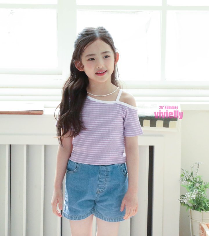 Vivielly - Korean Children Fashion - #kidsshorts - Bibi Shoulder Tee - 5