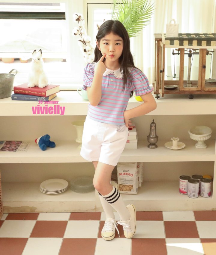 Vivielly - Korean Children Fashion - #kidsshorts - Laura Collar Tee - 7