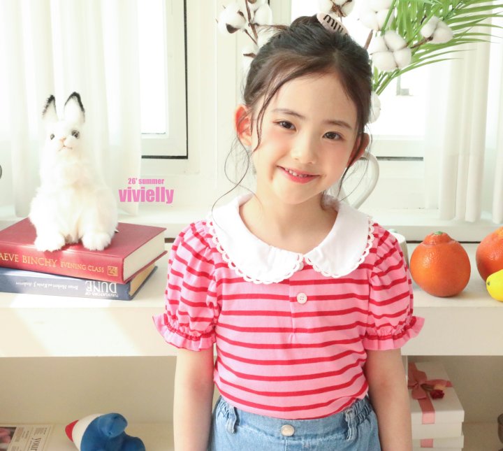 Vivielly - Korean Children Fashion - #kidsstore - Laura Collar Tee - 8