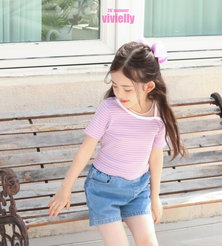 Vivielly - Korean Children Fashion - #magicofchildhood - Lara Ribbon Shorts (Denim) - 4