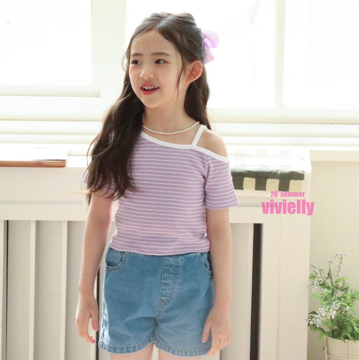 Vivielly - Korean Children Fashion - #todddlerfashion - Lara Ribbon Shorts (Denim) - 6