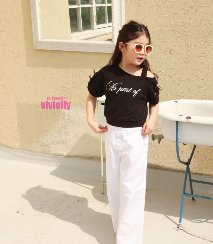 Vivielly - Korean Children Fashion - #toddlerclothing - Vanessa Off-Shoulder Tee - 12