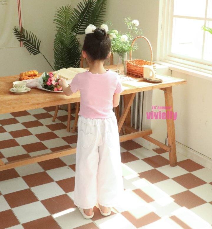 Vivielly - Korean Children Fashion - #toddlerclothing - Dana Heart Pants (Denim) - 8