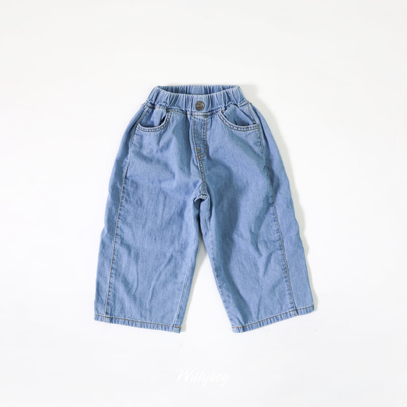 Witty Boy - Korean Children Fashion - #childofig - Aqua Wide Denim Pants