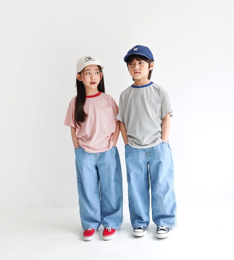 Witty Boy - Korean Children Fashion - #designkidswear - Aqua Wide Denim Pants - 3