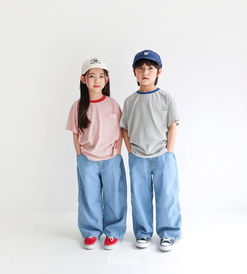 Witty Boy - Korean Children Fashion - #designkidswear - Aqua Wide Denim Pants - 4